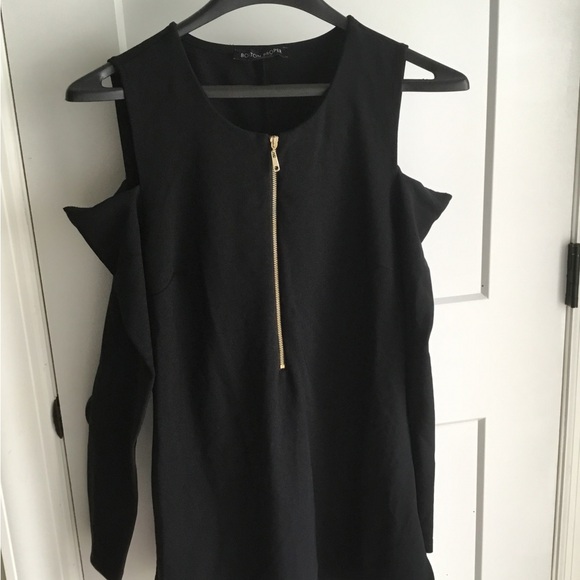 Boston Proper Black Cold Shoulder Blouse - Picture 1 of 5